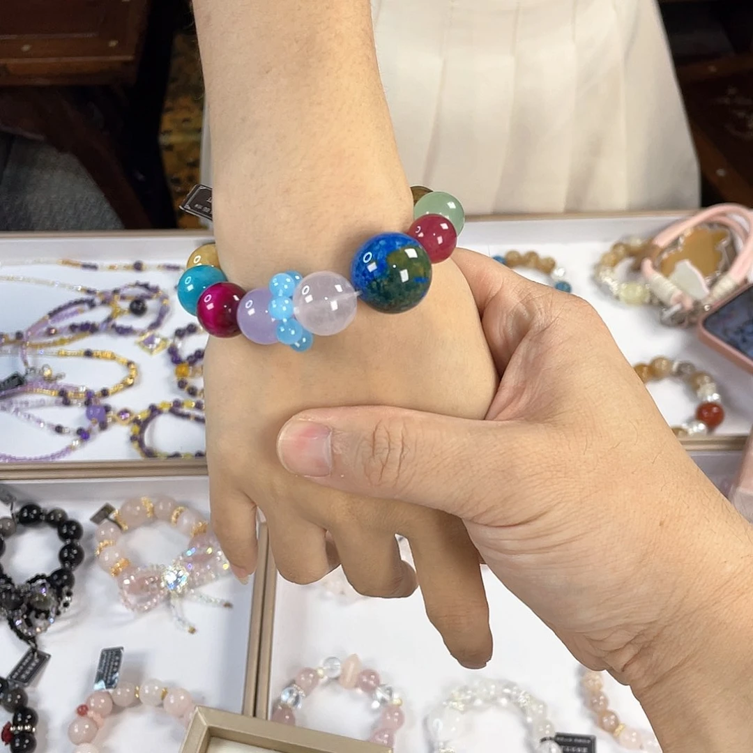 水晶手链银S925镀金镶嵌