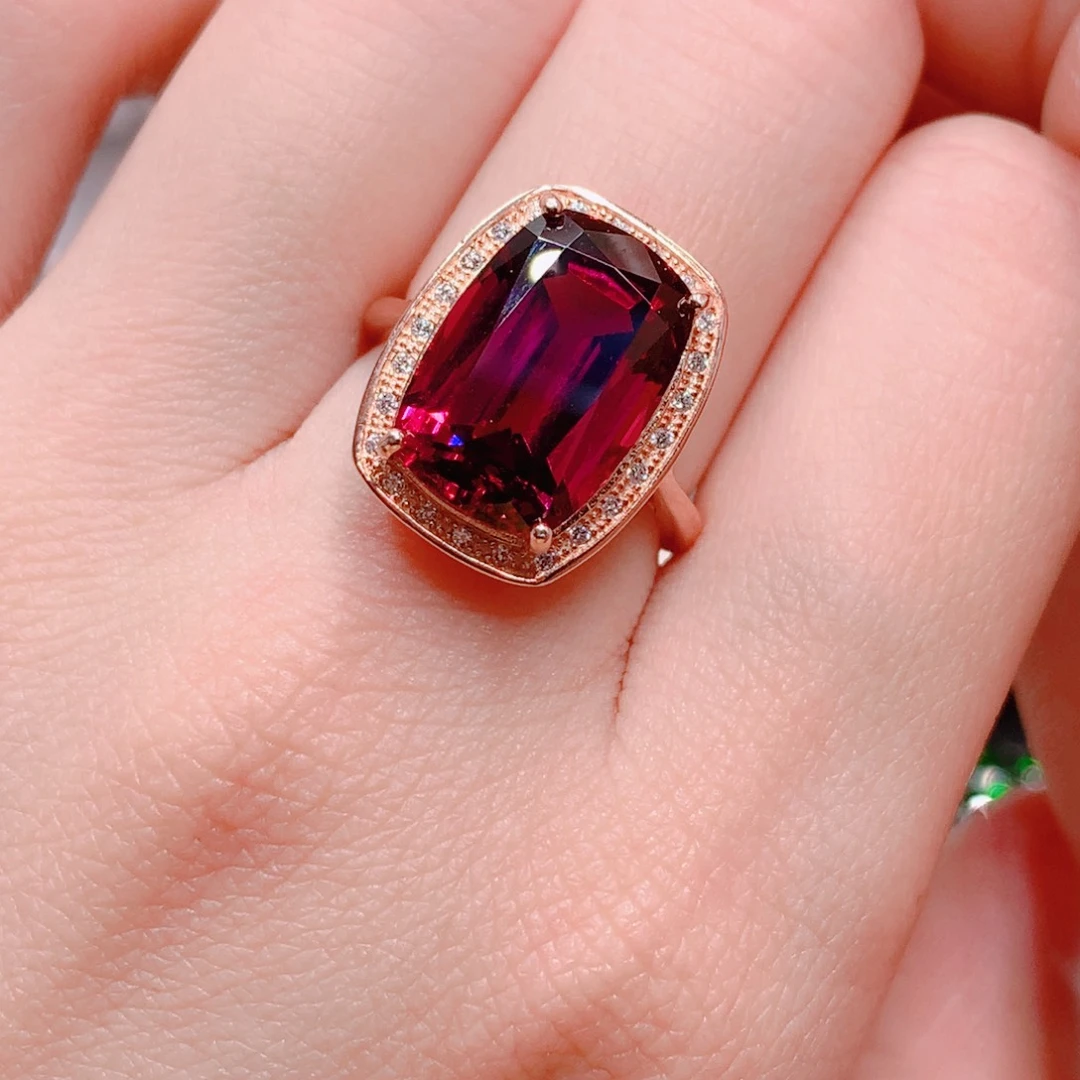 石榴石戒指银S925镶嵌