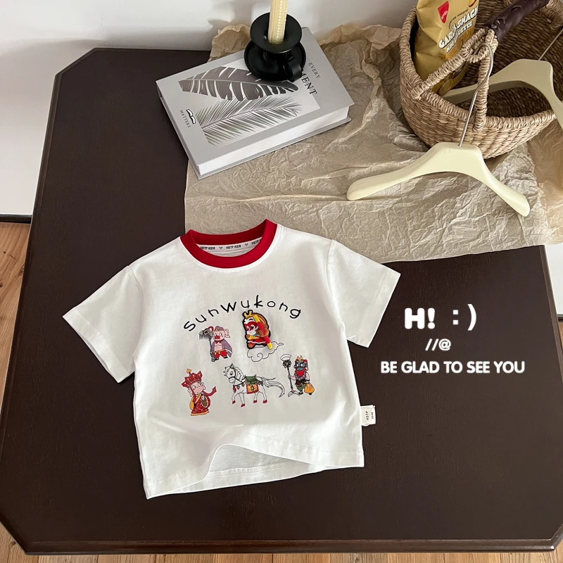 【现货】郝叔童品夏季新款百搭洋气2025男童卡通短T时尚潮流HR5233