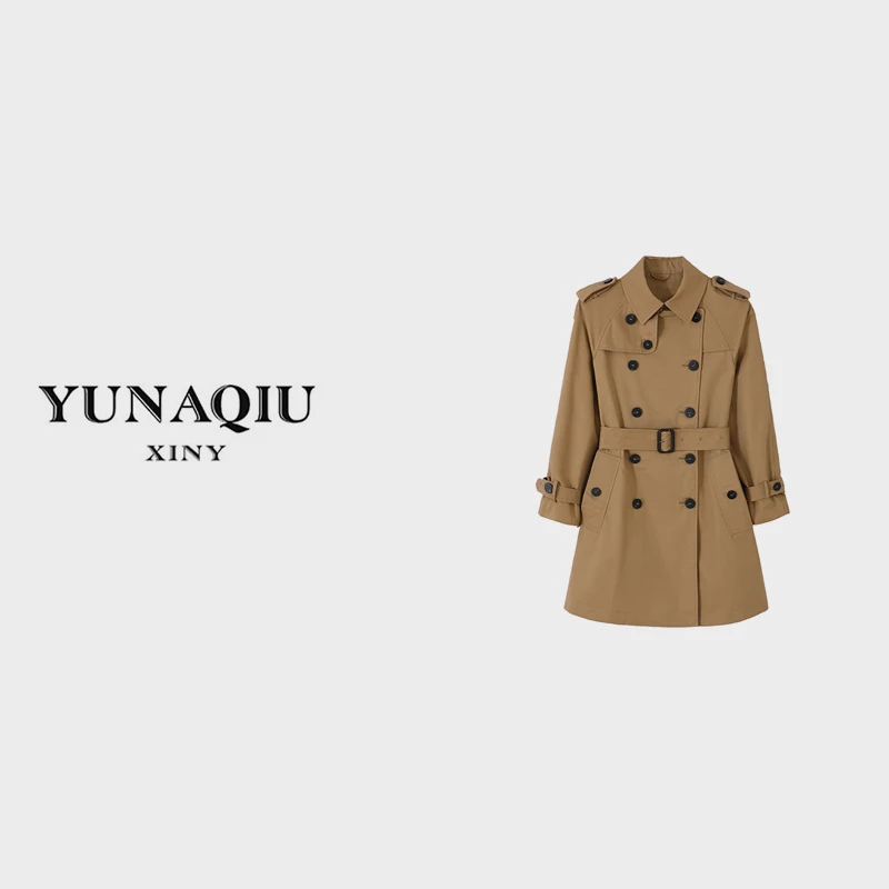 时尚气质女士收腰设计师翻领秋季风衣