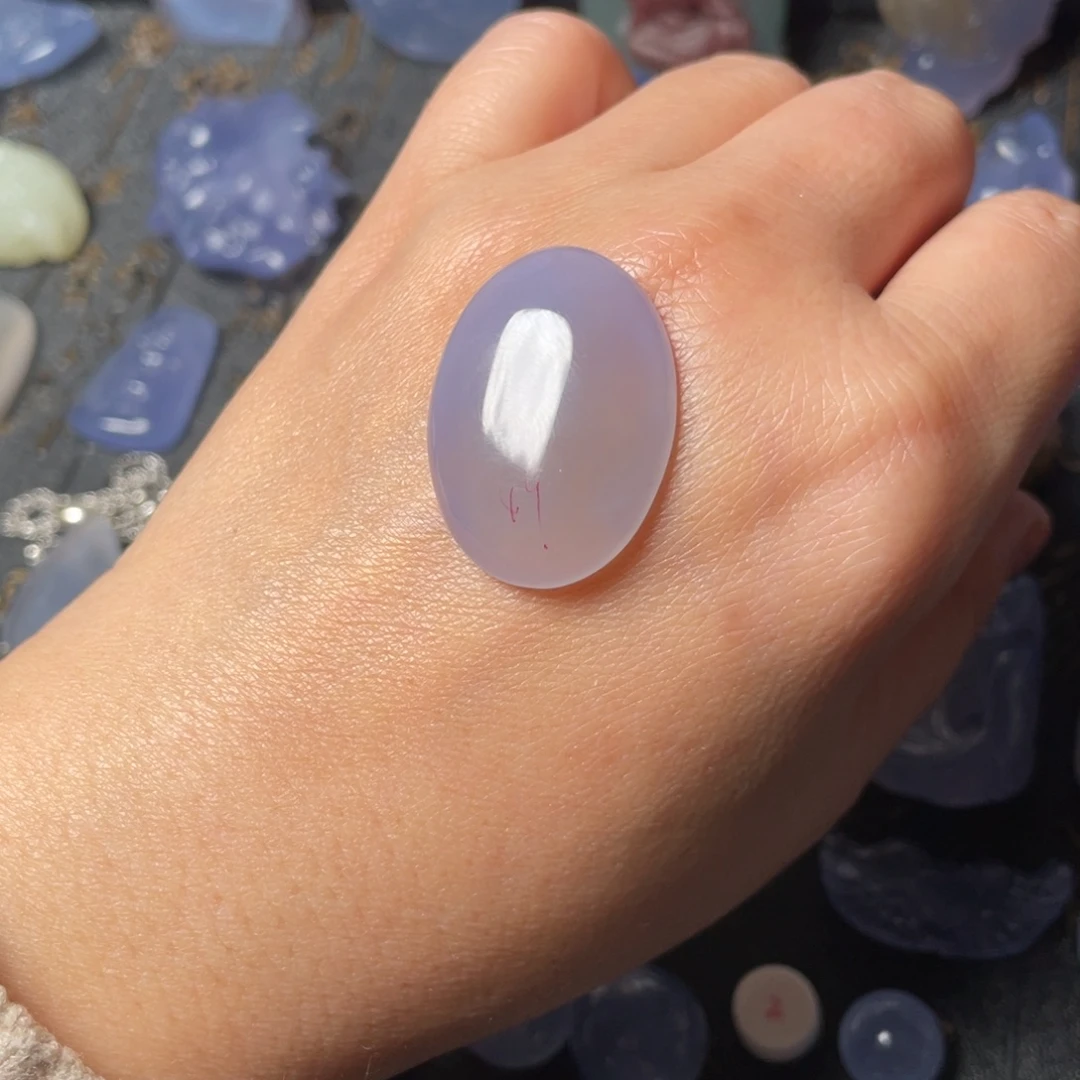 玛瑙/玉髓未镶嵌颈饰蓝玛瑙蛋面