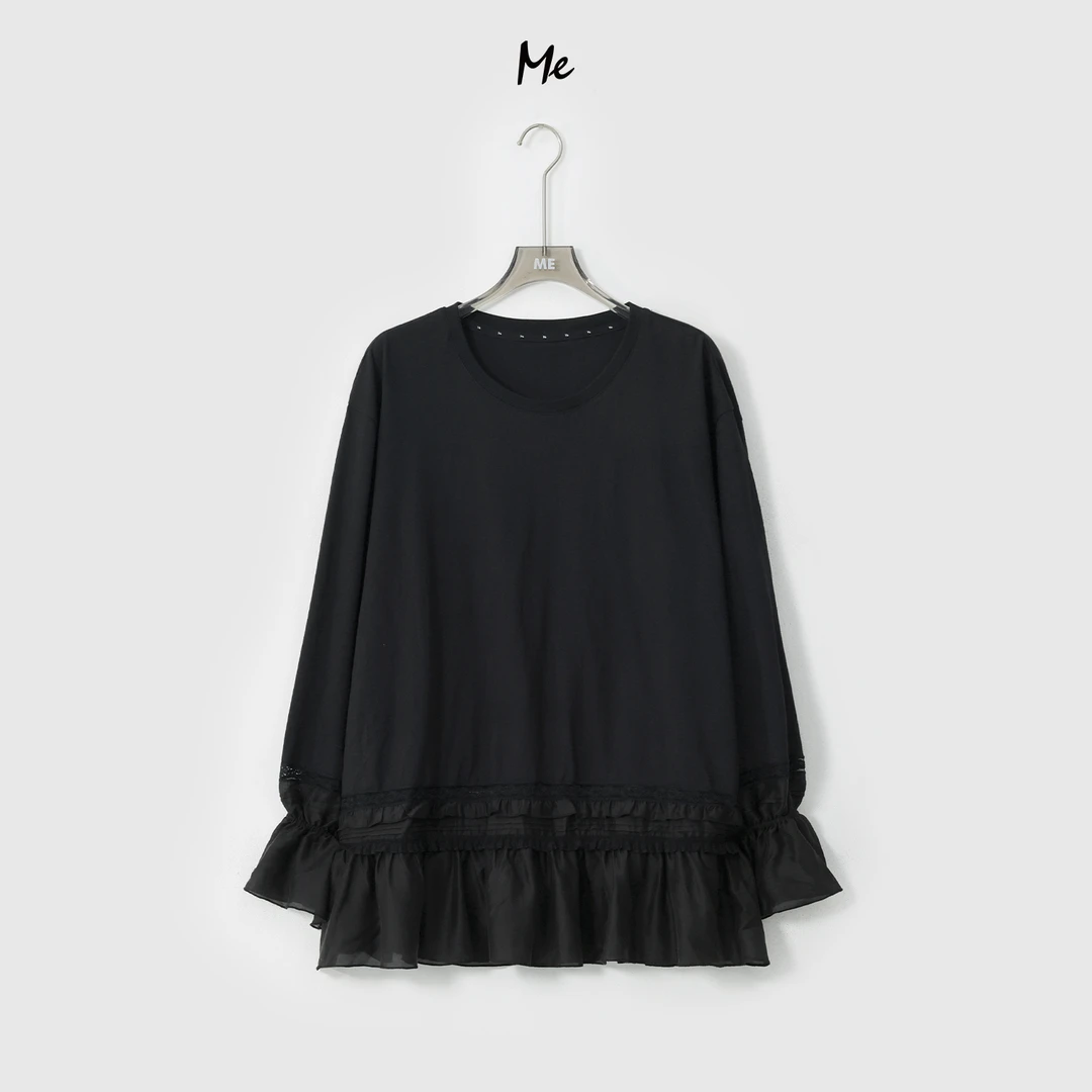 ME【少女花荷衫】蕾丝拼接花苞感时尚百搭休闲一手长上衣MESA1082