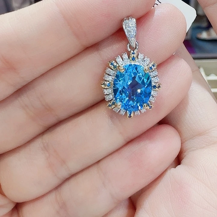 吊坠(不含链)托帕石银S925镶嵌