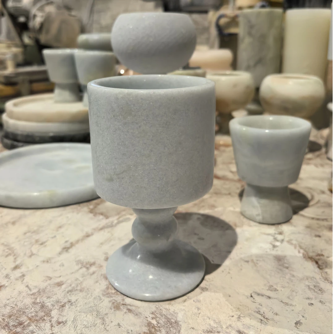 天然大理石蓝水晶法式烛台