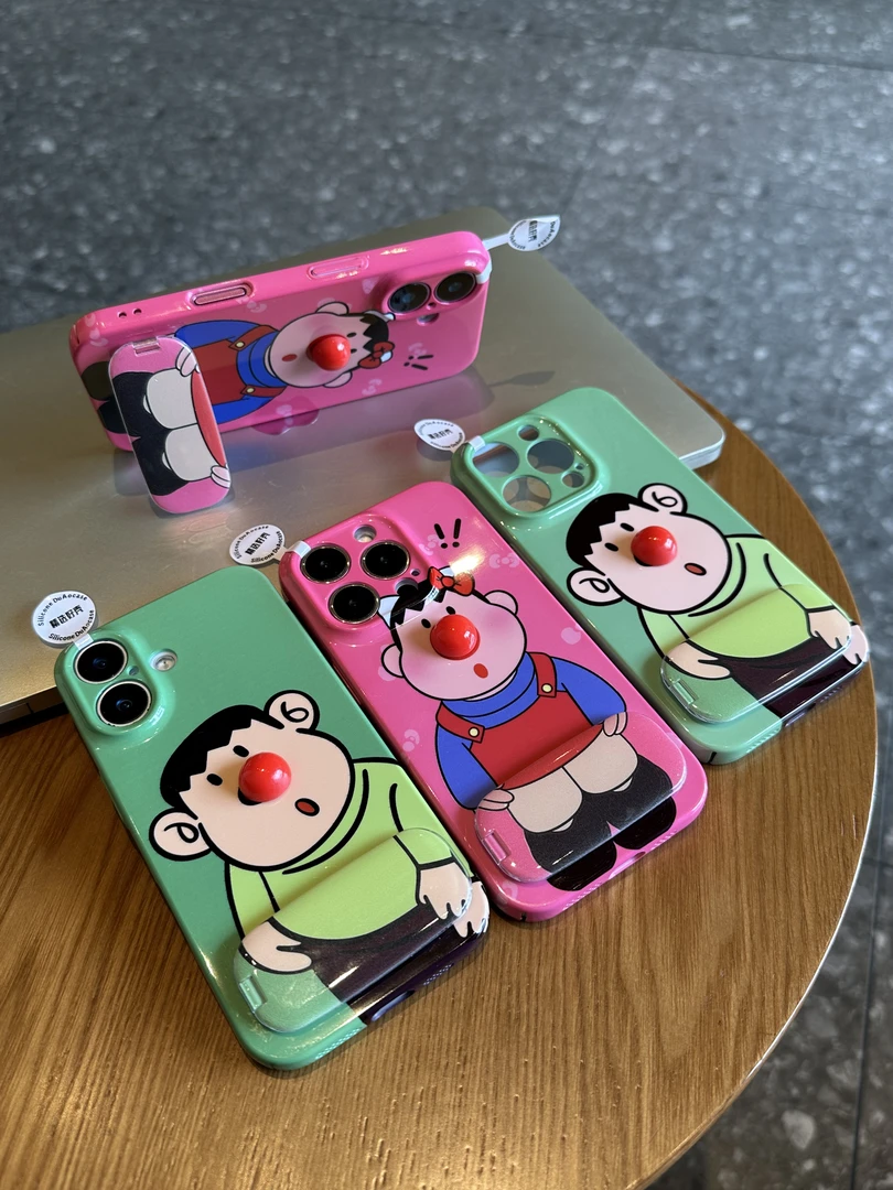 胖虎红鼻子支架适用iPhone16手机壳15华为oppo红米荣耀vivo菲林硬