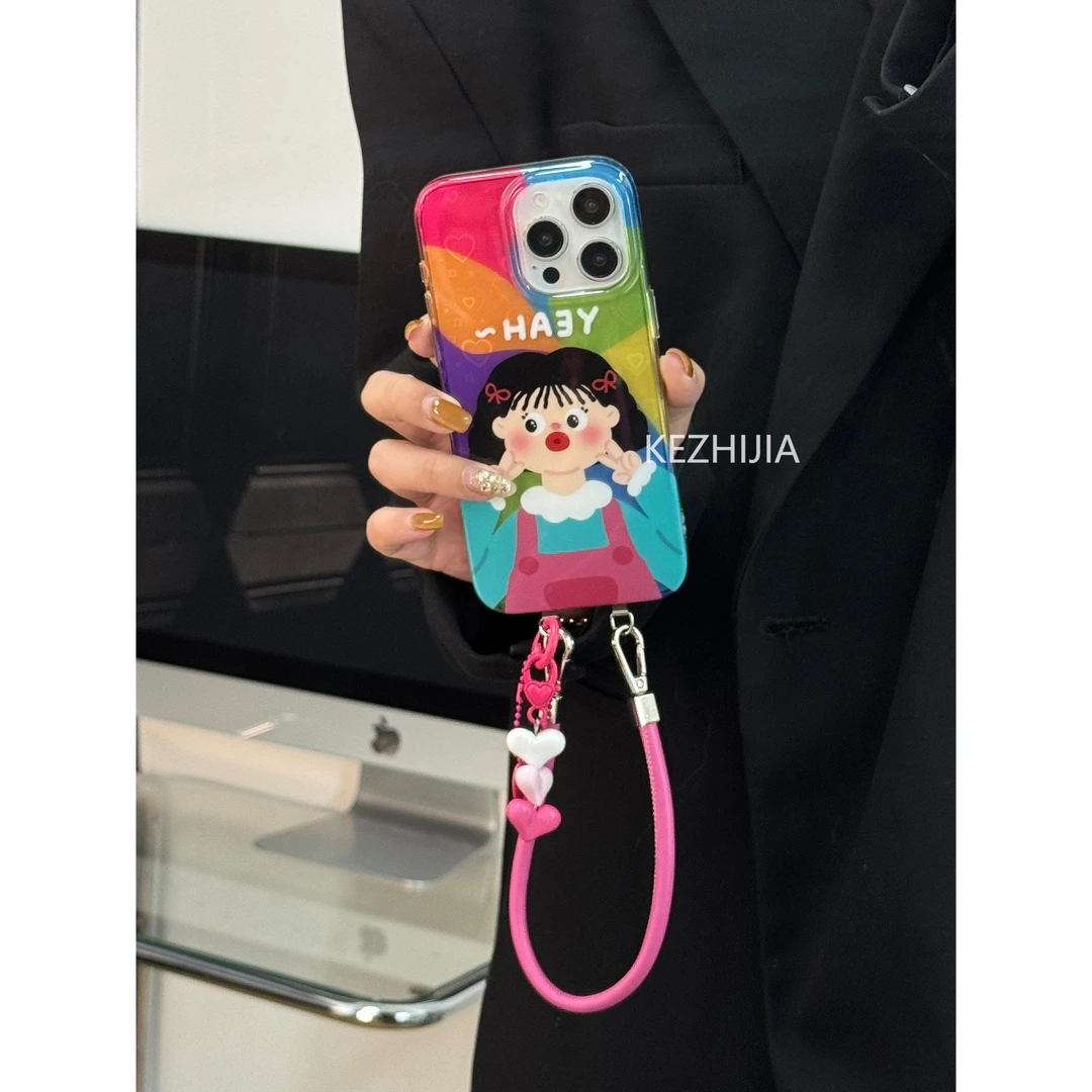 【壳之】高级可爱比耶背带女孩适用苹果17/16/15/14/13promax手机壳