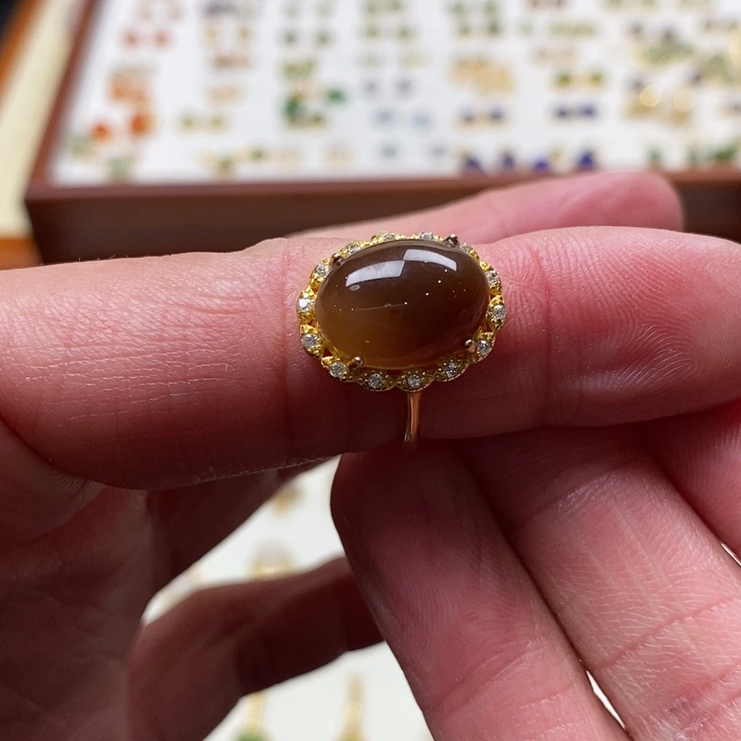 和田玉戒指银S925镶嵌雯*