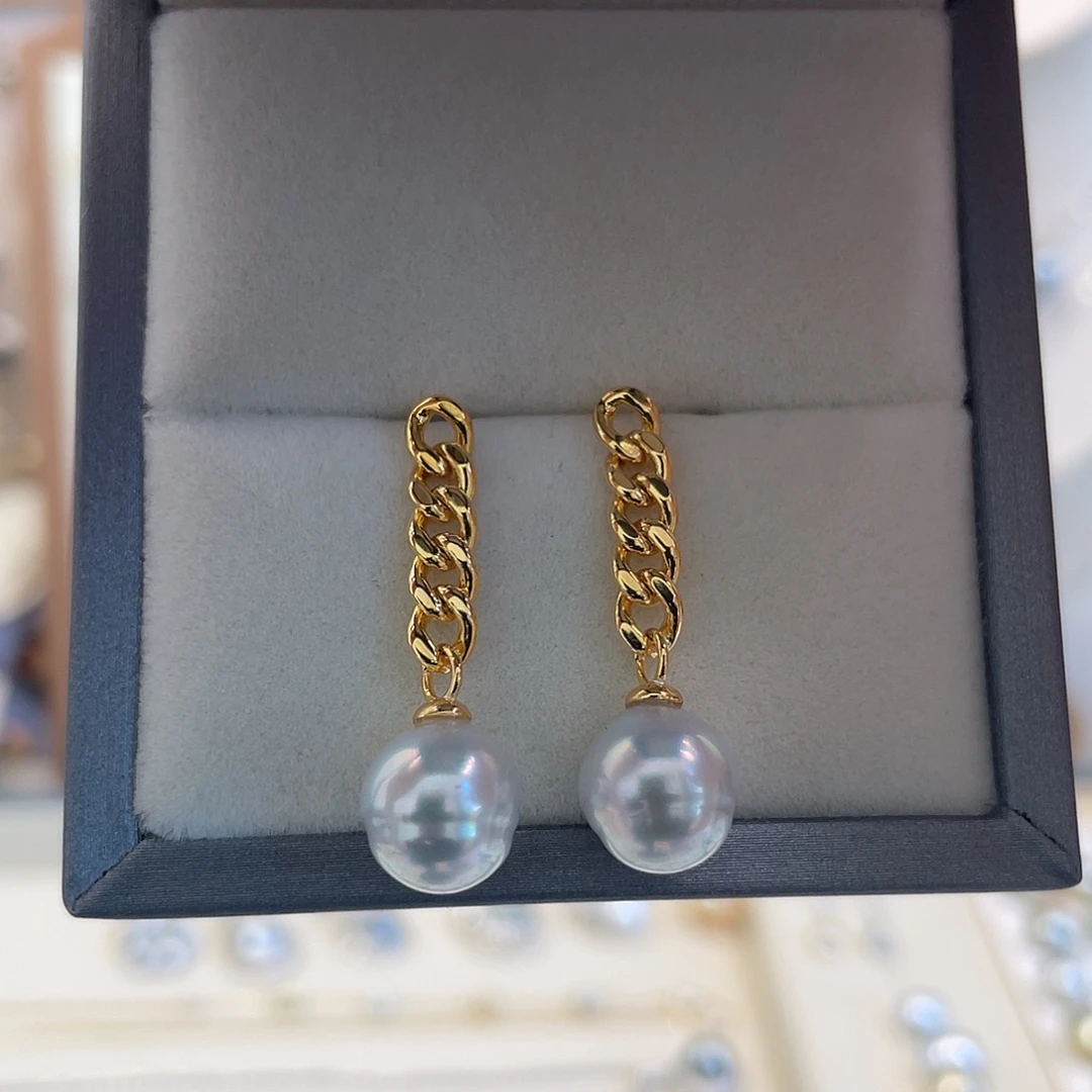 银S925镶嵌耳饰海水珍珠