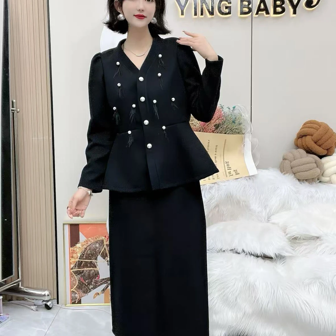 YY大码（深海)显瘦气质洋气时尚减龄百搭女神范套装