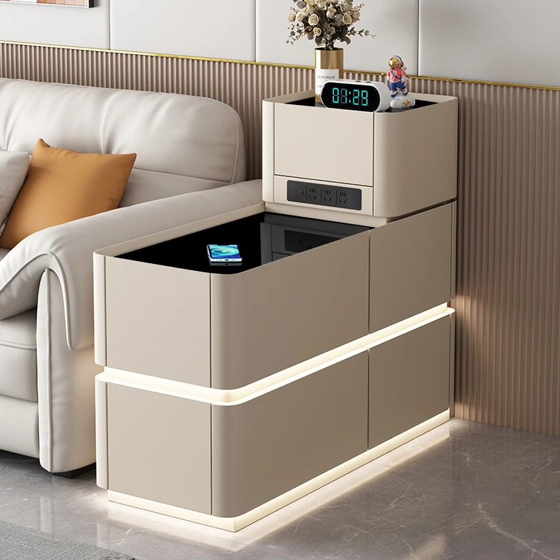 轻奢智能沙发大床边柜客厅边几新款实木侧边小户型沙发收纳储物柜