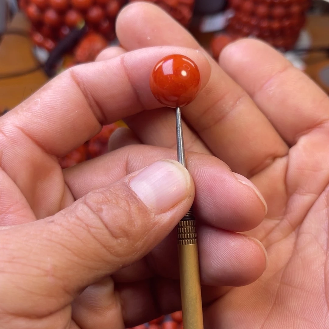 南红玛瑙未镶嵌川料精工圆珠卡15➕