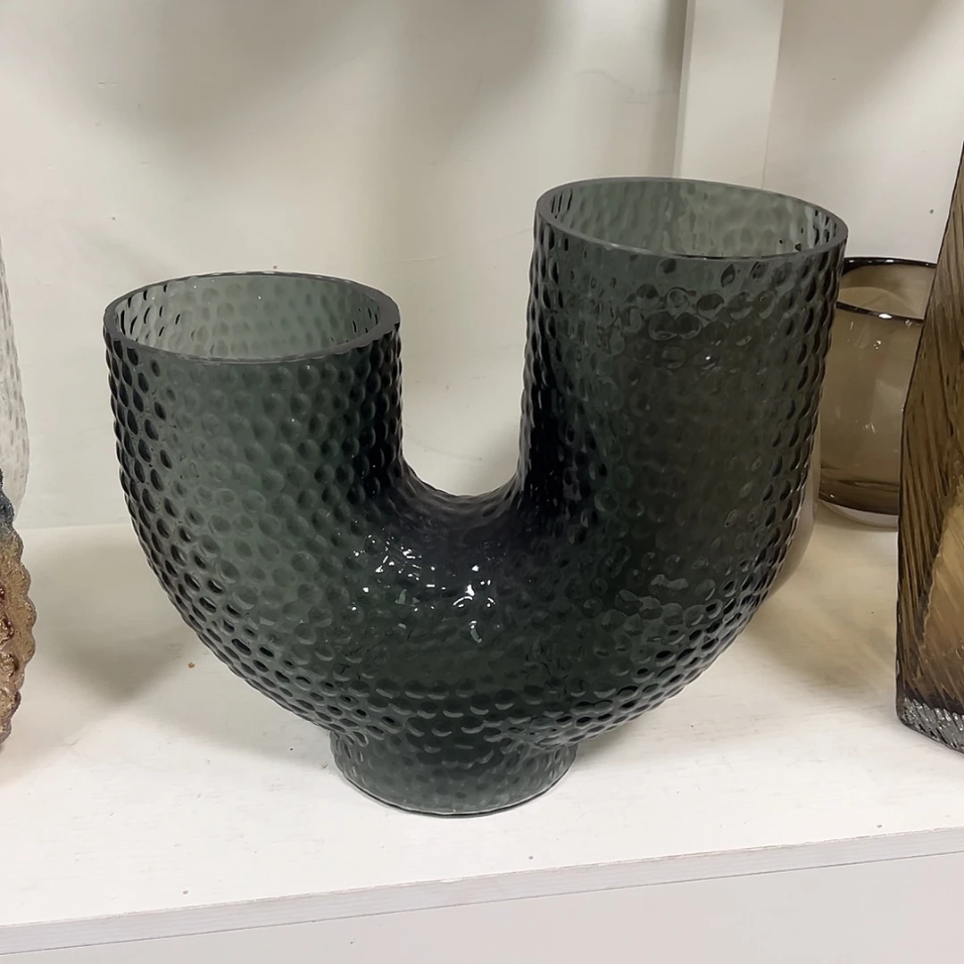 琉璃高30烟灰u型瓶琉璃花器