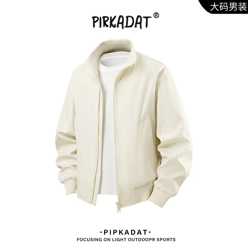 Pirkadat秋季新款男士立领工装夹克男美式复古潮流休闲宽松外套男
