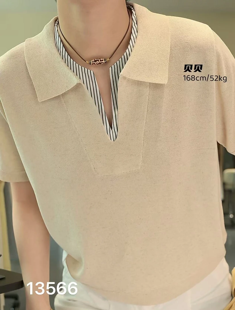 13566（部分无水洗唛，介意慎拍）WANGDAN新款翻领拼接衬衣短袖