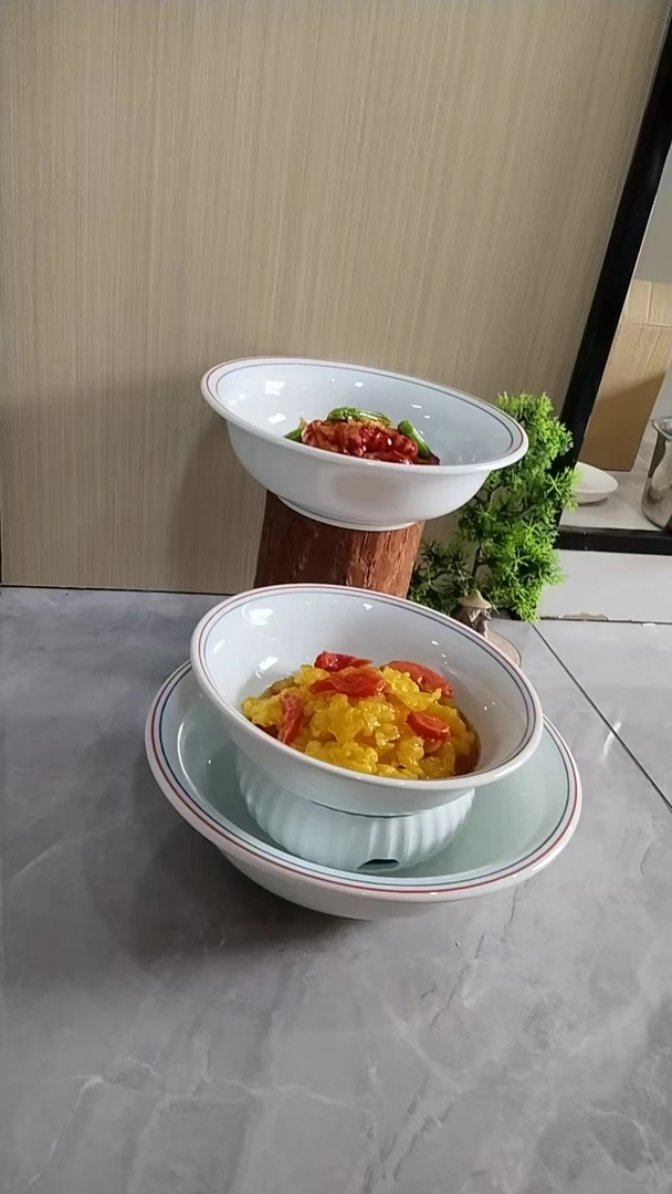 青釉红蓝双线釉下彩反口汤碗小炒碗面碗汤碗江西小炒湘菜商用家用