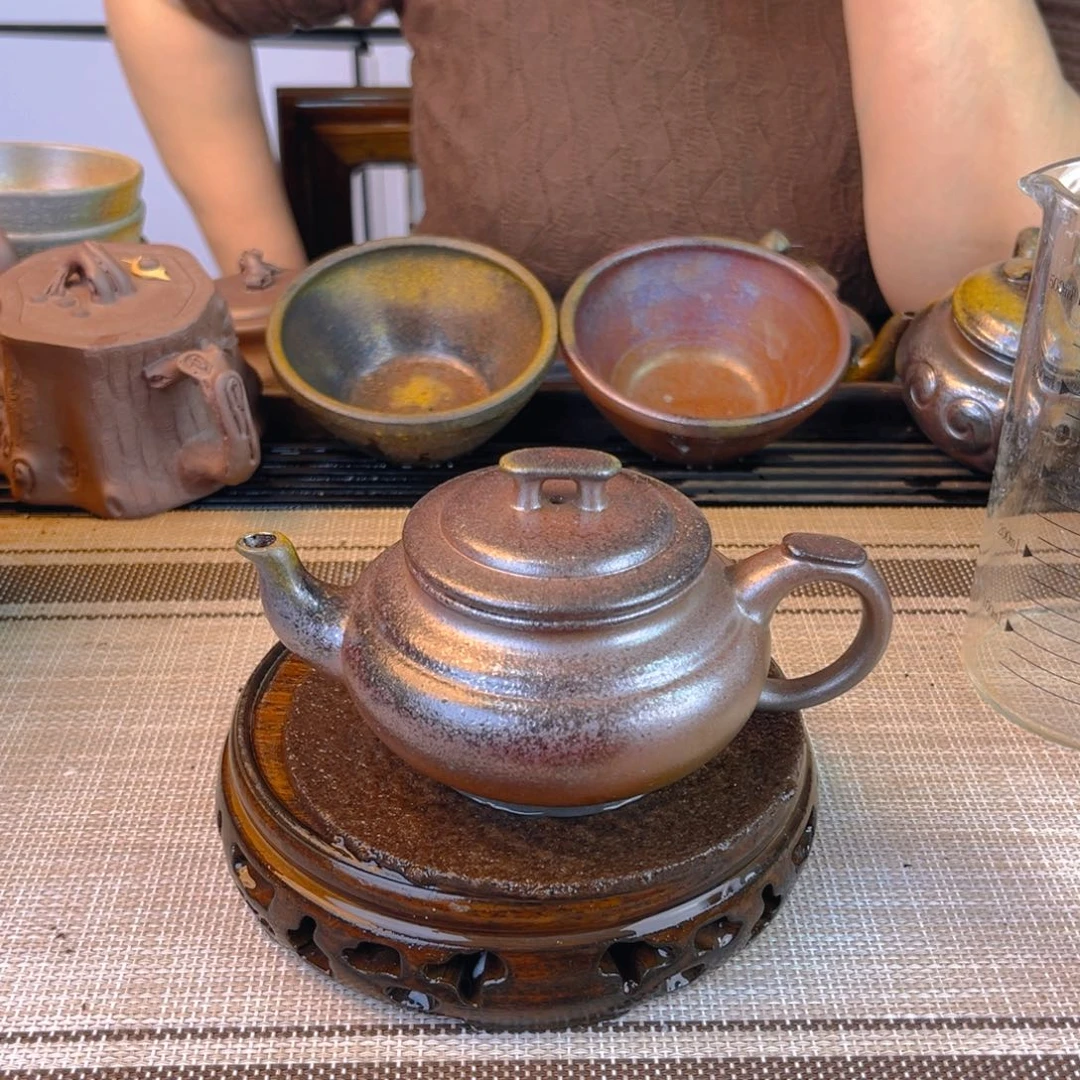 紫砂茶壶底槽清柴烧200cc