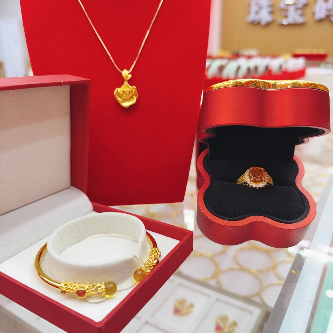 【王总专属】《门店款》经典素圈蓝珀手镯戒指吊坠套