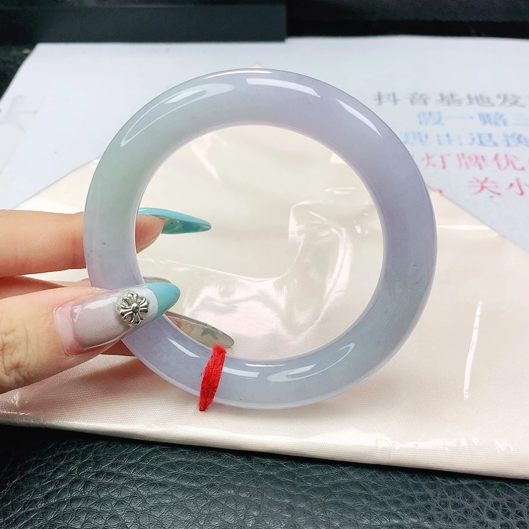 翡翠手镯未镶嵌翡翠56.8冰胶润春彩胖圆
