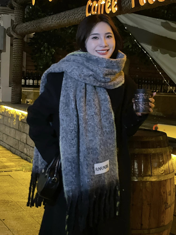 休闲风男女通用保暖不起球女围巾情侣韩版网红围脖百搭长款加厚