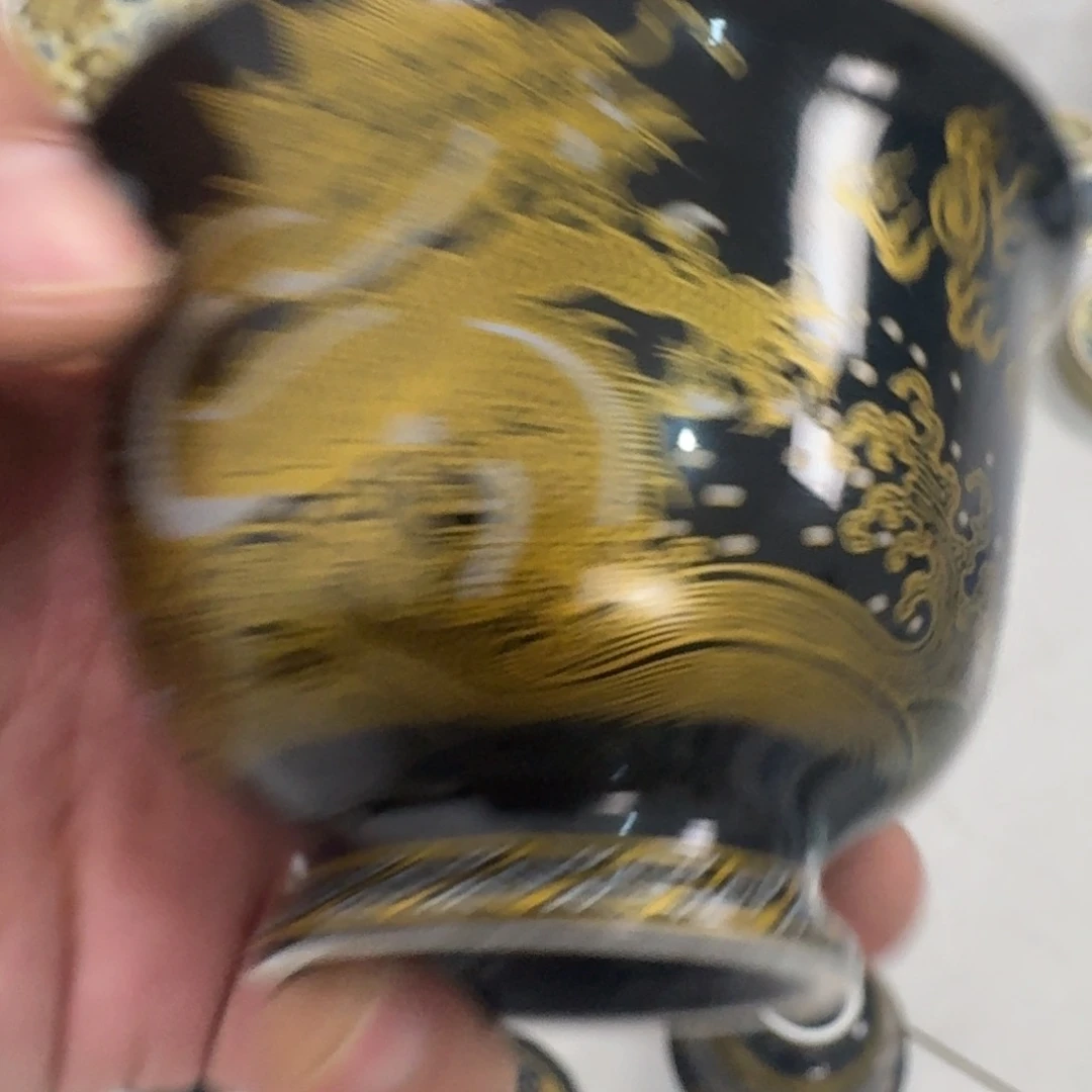 摆件坞金釉金龙降世五件套
