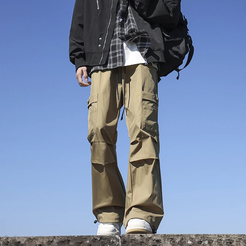 工装裤男春秋款显瘦显高美式直筒户外男士运动休闲裤阔腿潮流