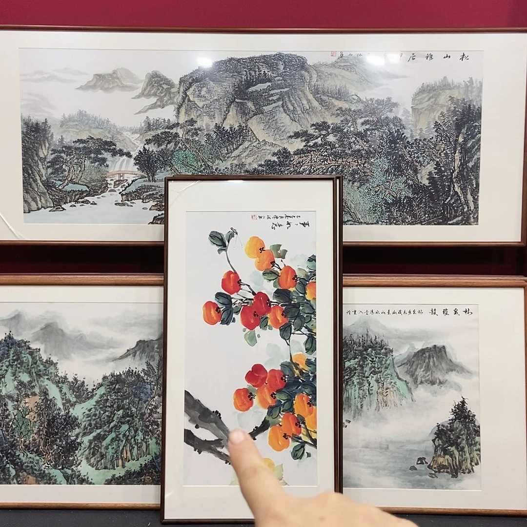 国画手绘作品带框包邮