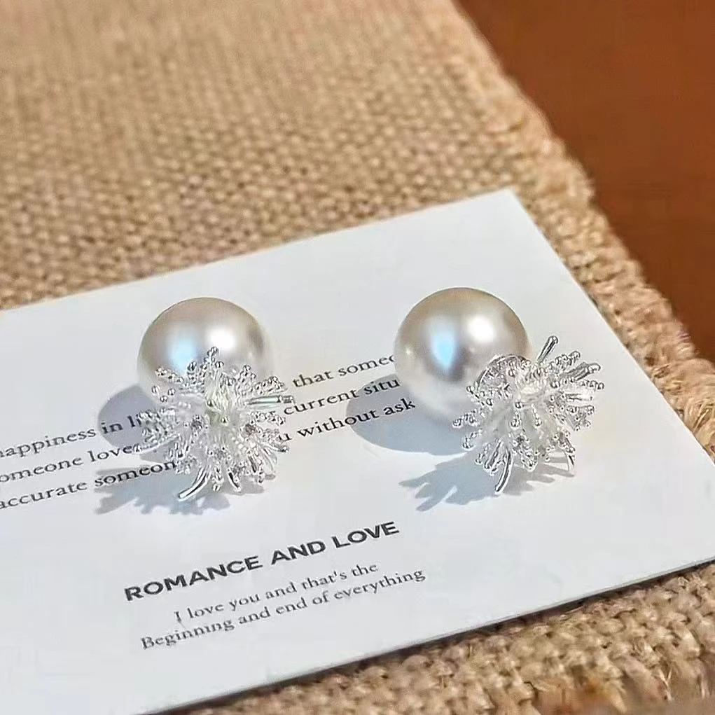 铜合金耳饰 【烟火珠珠】两戴的法式复古蒲公英烟花耳环 A191