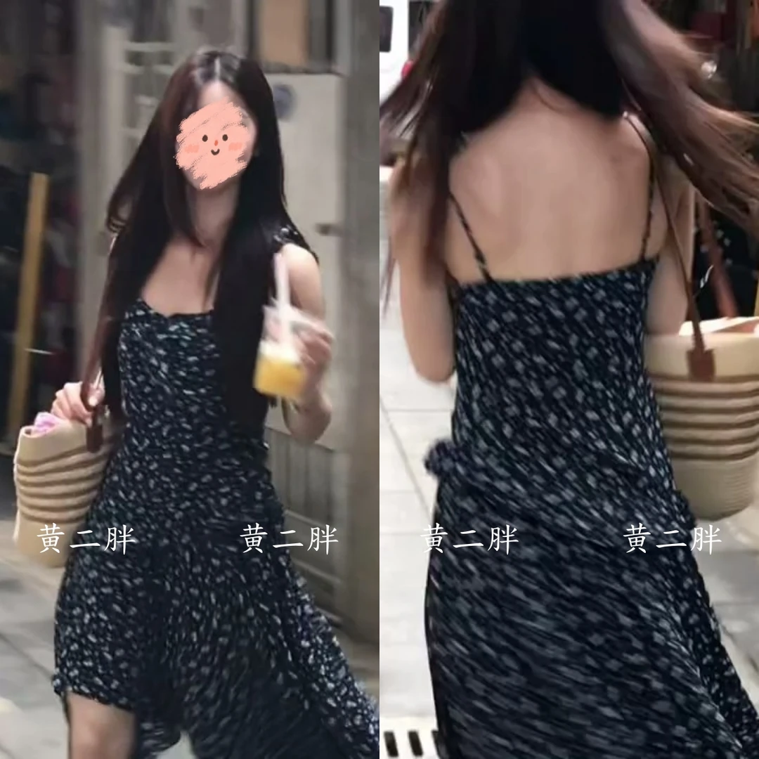 韩系无袖碎花吊带连衣裙女时尚高级感气质海边度假裙2025夏季新款