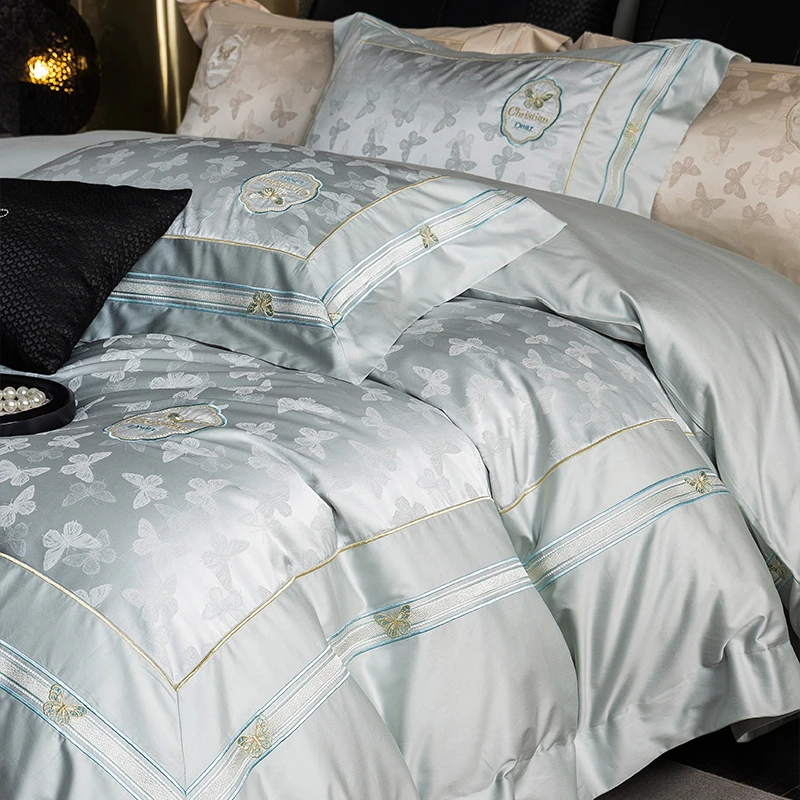 喜兹 慢调千金长绒棉轻奢提花四件套 重工高精密刺绣ins风床品