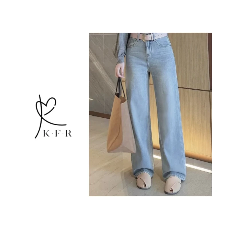 【早春新款】欧货时尚窄版直筒阔腿牛仔裤 KFR-J22#