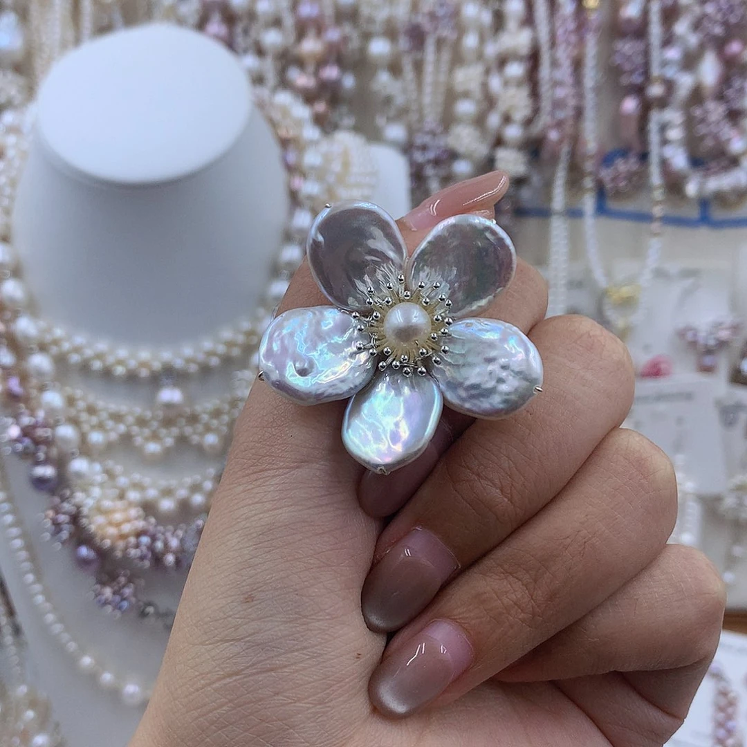 项链银S925镶嵌淡水珍珠