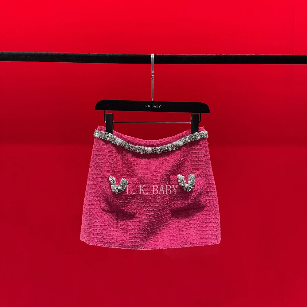 【L.K.BABY】瑰丽千金S  气质名媛「费洛伊德玫瑰」轻奢镶钻香香短裙