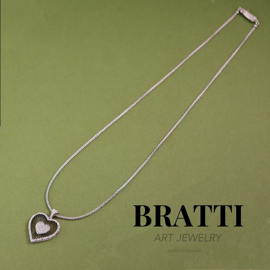 Bratti珠宝18K金白金爱心钻石项链（41cm）-KX251202