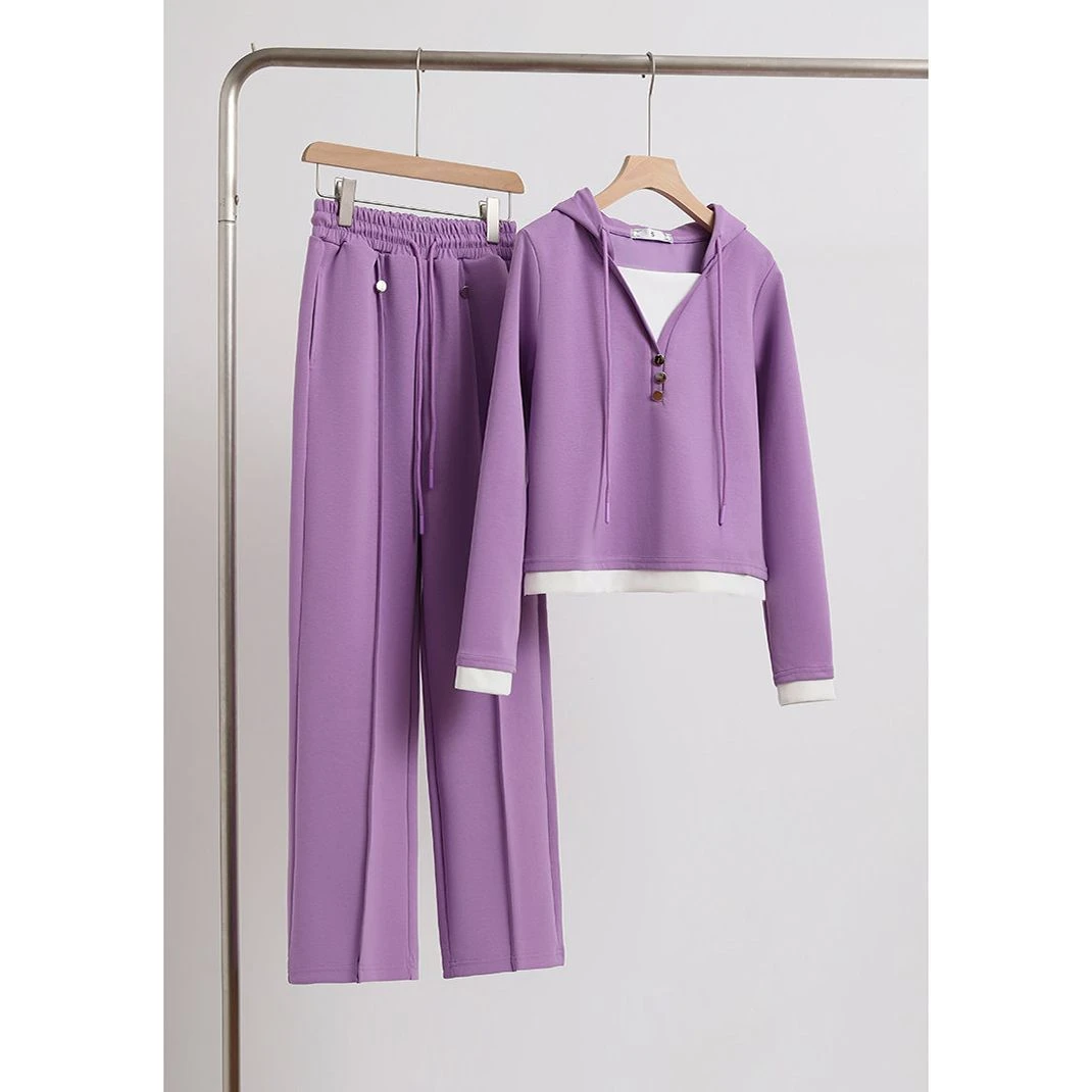 运动套装女2025新款秋季超火穿搭一整套假两件卫衣减龄休闲两件套