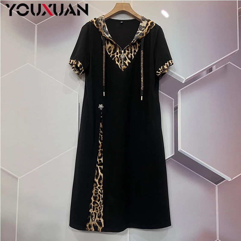 2025夏季新款潮流短袖中长款时尚显瘦减龄气质休闲连衣裙6199