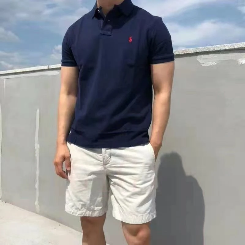 美式保罗纯棉刺绣小马标polo衫休闲宽松男士短袖洋气绅士夏季上衣