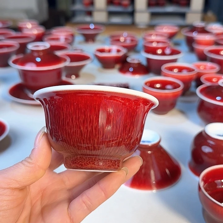 景德镇陶瓷红马坊压手杯