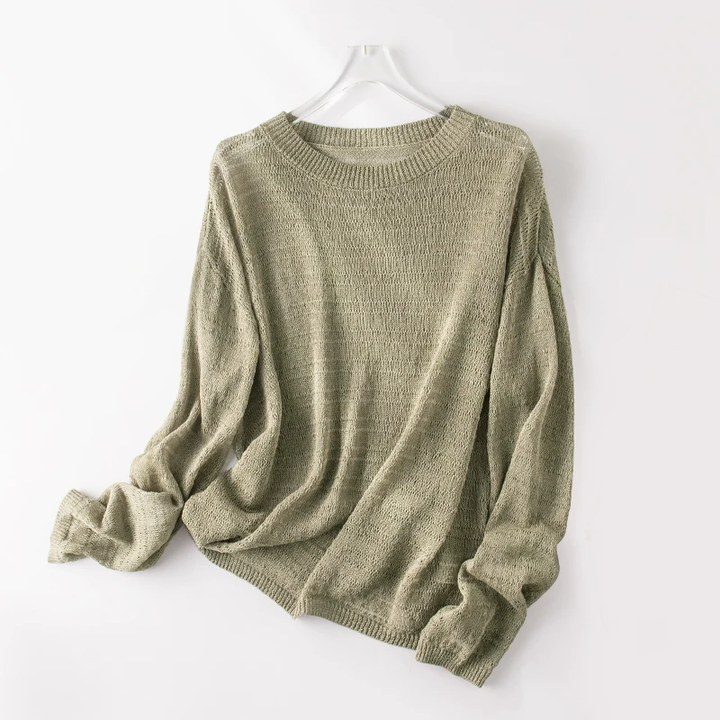 春夏新品时髦镂空桑蚕丝针织衫女内搭打底罩衫