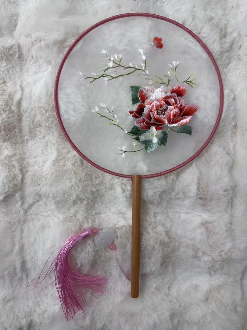 99 粉色蝴蝶牡丹 2025新款苏绣团扇非遗文化