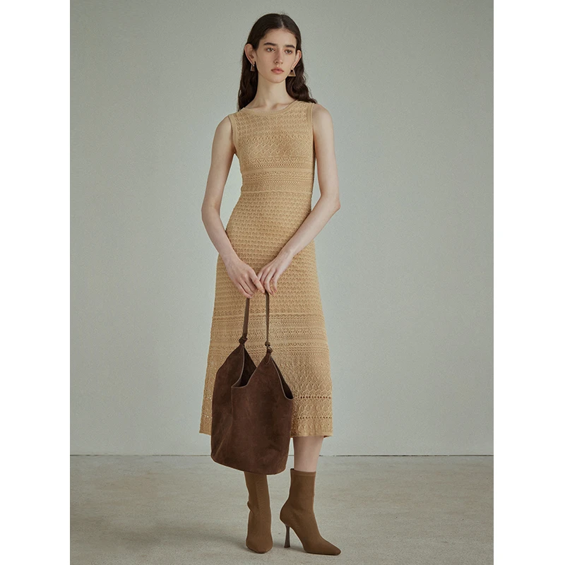 断码折扣｜秋枝NO.5镂空无袖新款收腰a字高级连衣裙MSCIQ0635