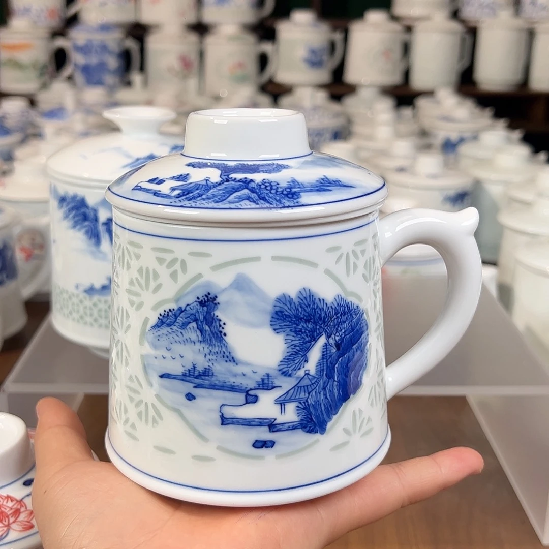 新***月景德镇高温陶瓷办公杯家用