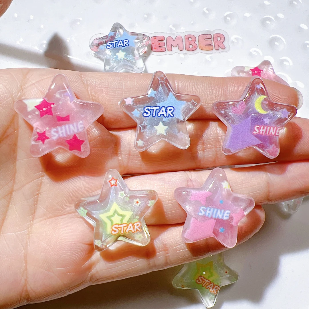 亚克力贴片材料奶油胶手机壳diy发饰服饰鞋扣滴胶梦幻闪粉五角星