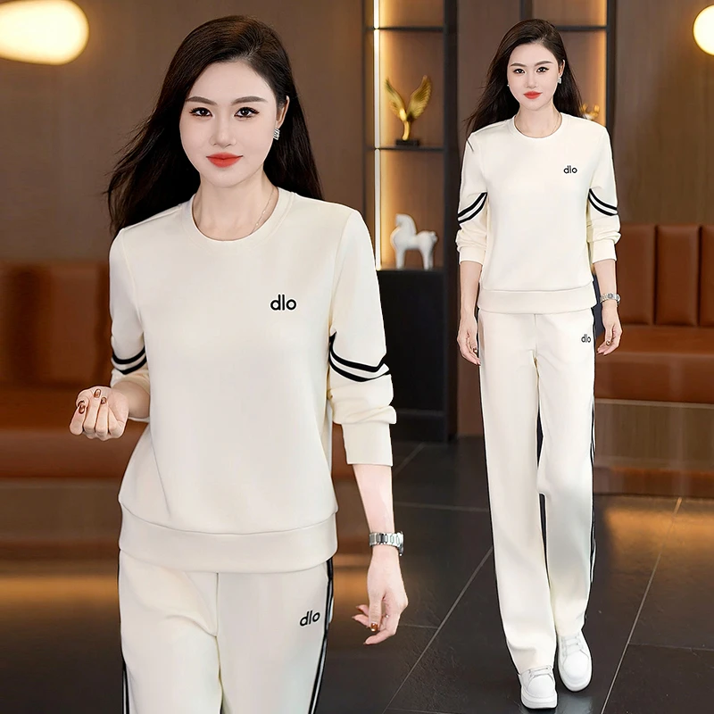 拉夏贝尔休闲运动套装女2025新款春秋气质宽松显瘦卫衣卫裤两件套