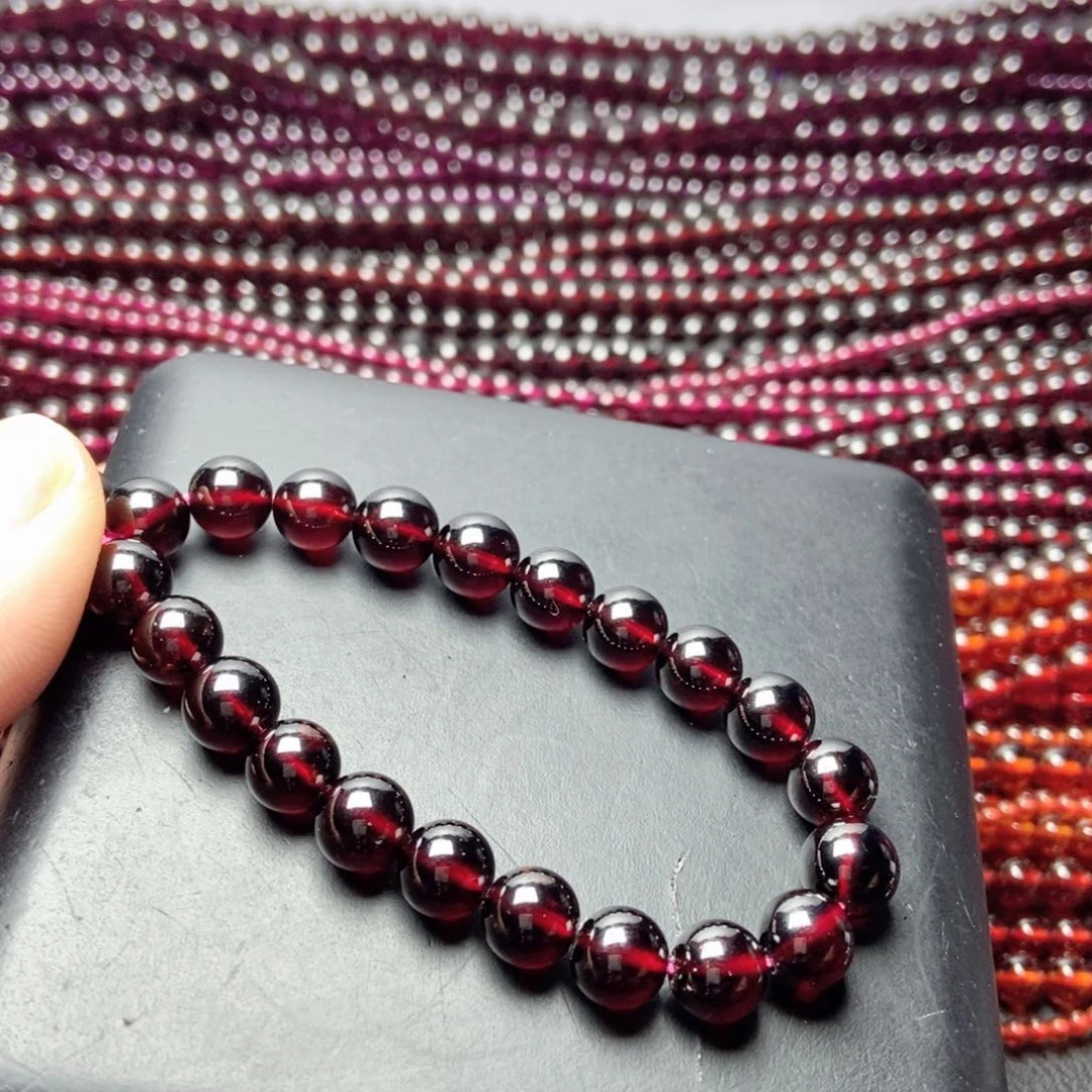 未镶嵌手链石榴石8酒红色