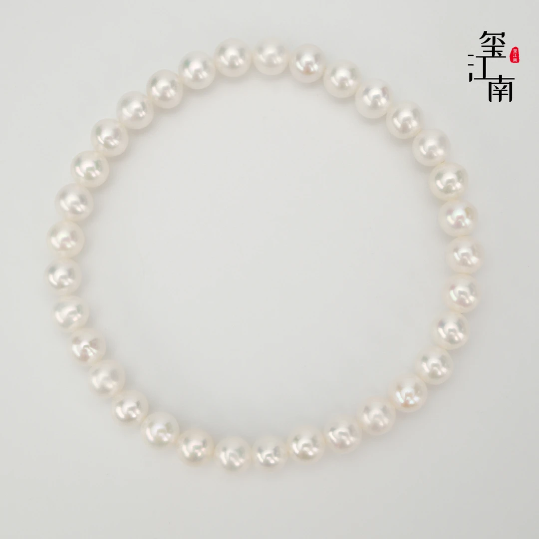 小白片手链｜淡水珍珠有核弹力绳满珠手串4.5～5.5mm  FS0137