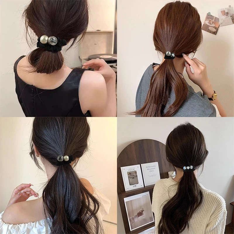韩版简约字母小肠发圈气质女高弹力扎马尾皮筋百搭发绳头饰发夹