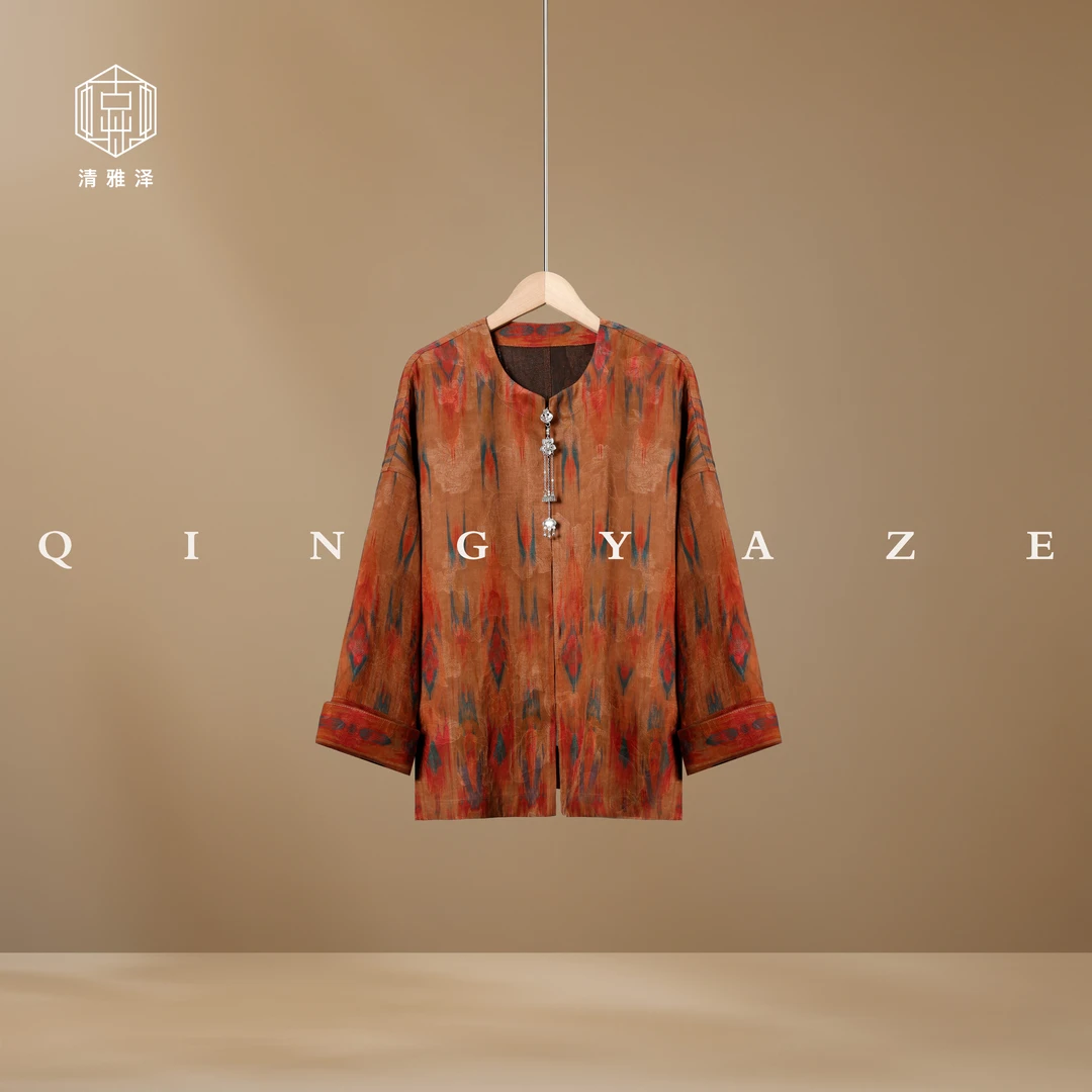 新·艾德莱斯香云纱！40姆米重磅真丝双面穿新中式上衣！GZ5602