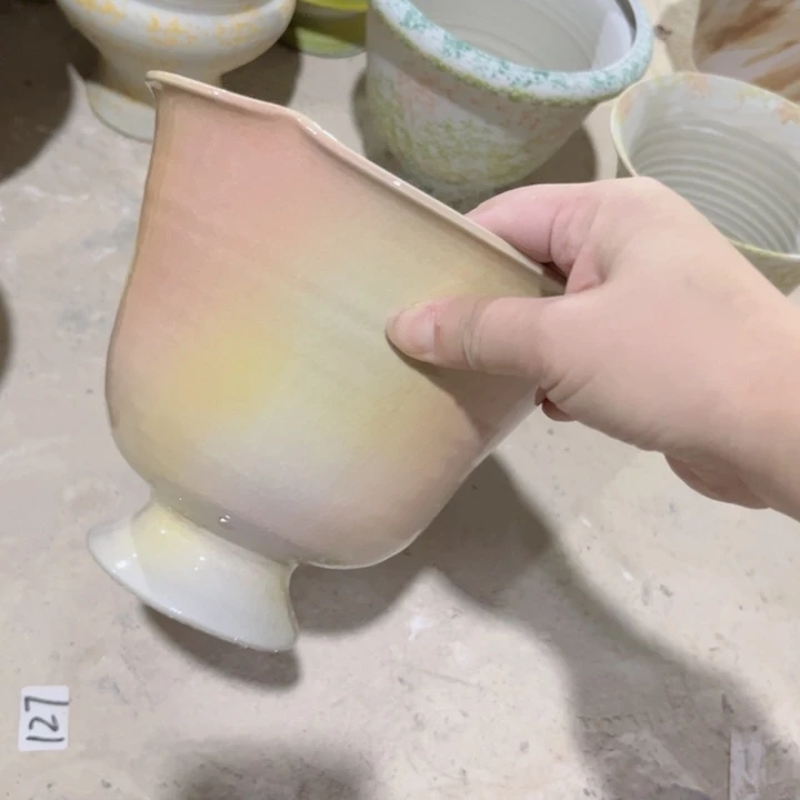 优***蜜瓷片口17高15瑕景德镇陶瓷