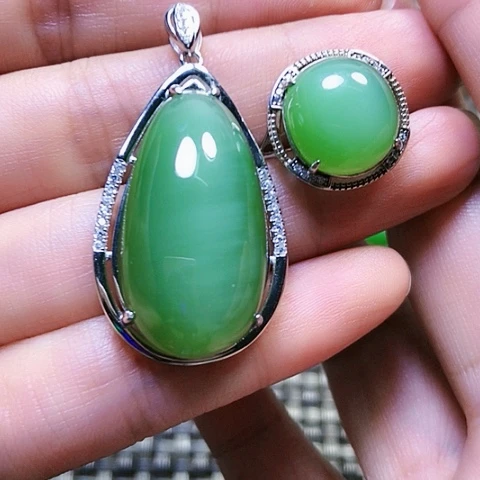 和田玉银S925镶嵌戒指