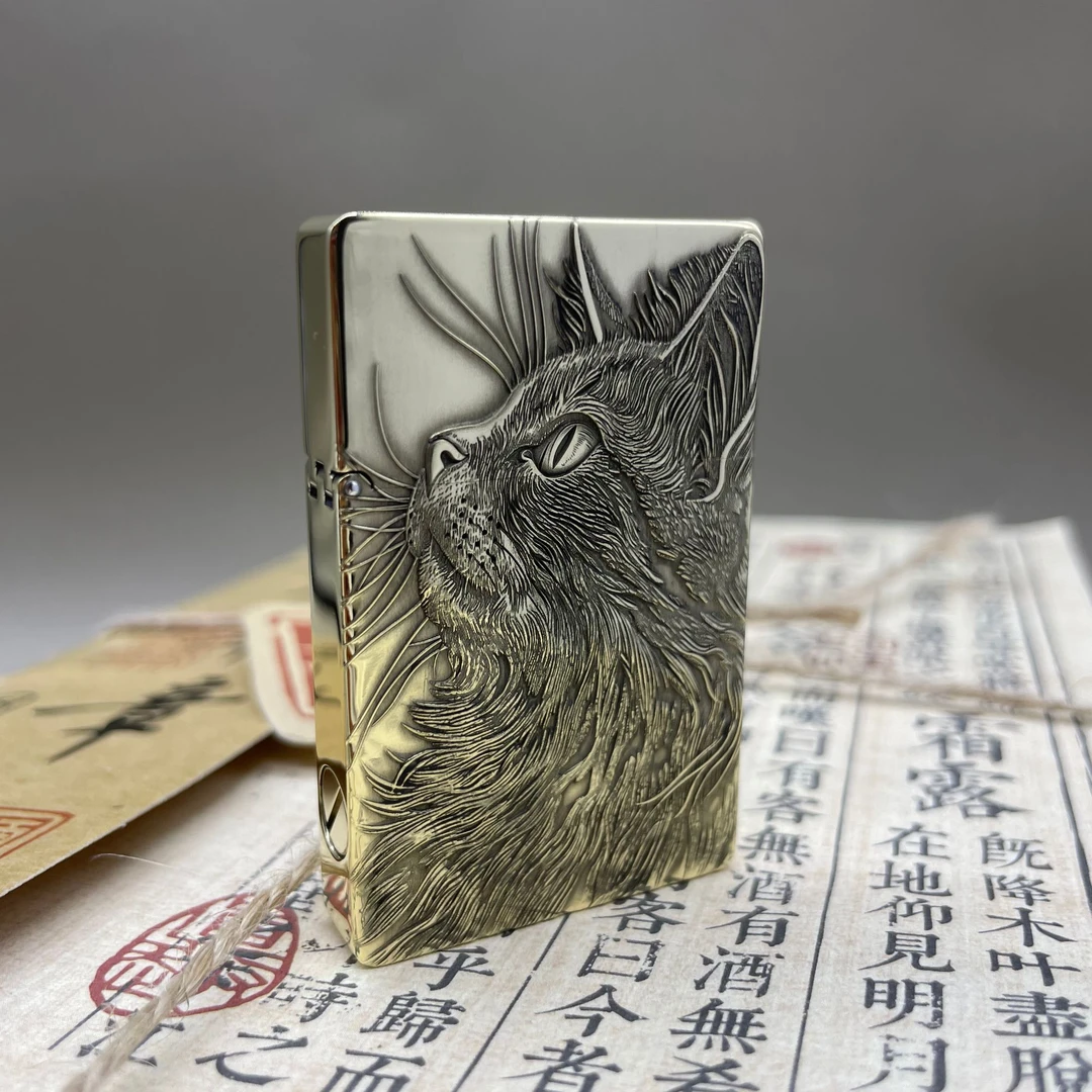 【仰望星空的猫】ZL8超薄小重甲双面浮雕正品佐罗煤油打火机送男友